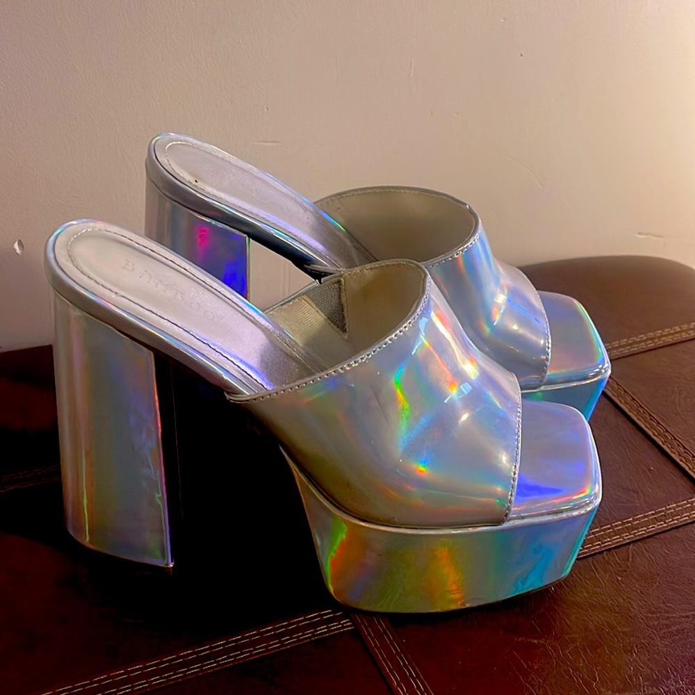 Cute Chrome Platform Heels